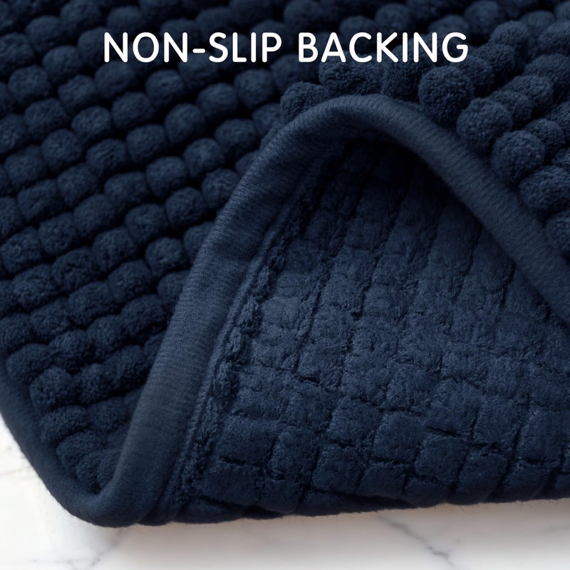 SUBRTEX Bathroom Rugs, 20" x 32" Chenille Bath Rug Soft Short Plush Bath Mat Soft Shower Mat Water Absorbent Shower Mat Quick Dry Machine Washable, Navy - Image 4